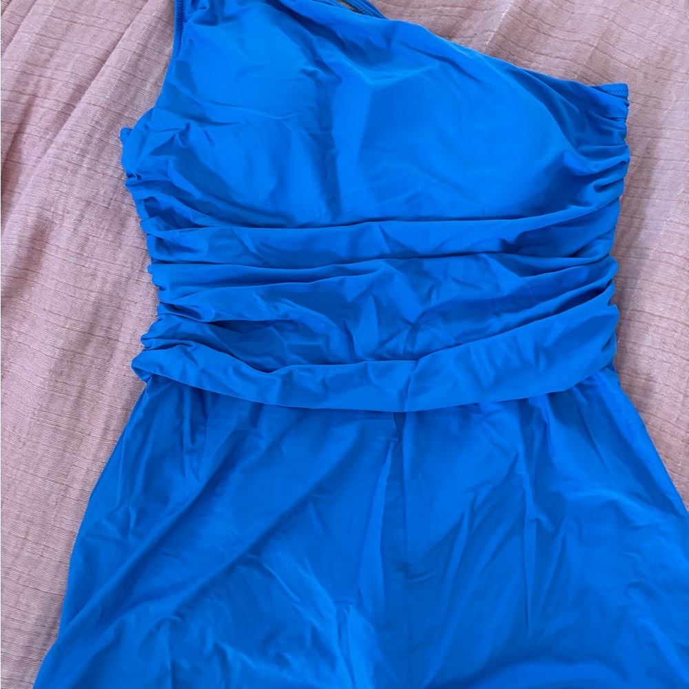 J. Crew Blue One-Shoulder Swim One Piece